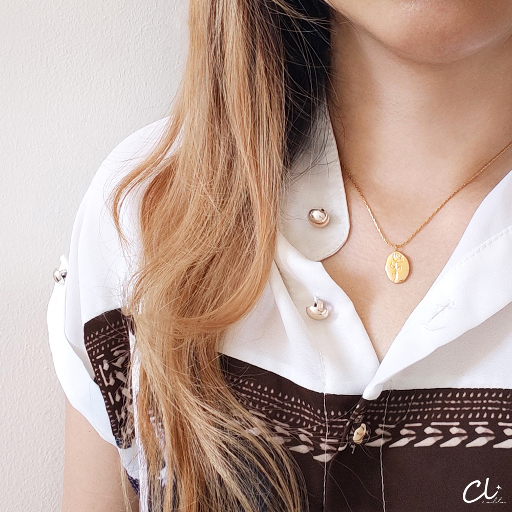 สร้อยดอกกุหลาบ รุ่น Rose Signature Necklace ดีไซน์หรู มี 2 สี (สแตนเลสแท้ 316L)