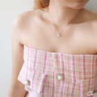 C03152 : สร้อยสลักชื่อหัวใจคู่ รุ่น Double Heart Signature Necklace (เงินแท้ s925)